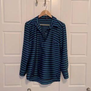 Vintage Ann Taylor Striped Blouse (Blue)